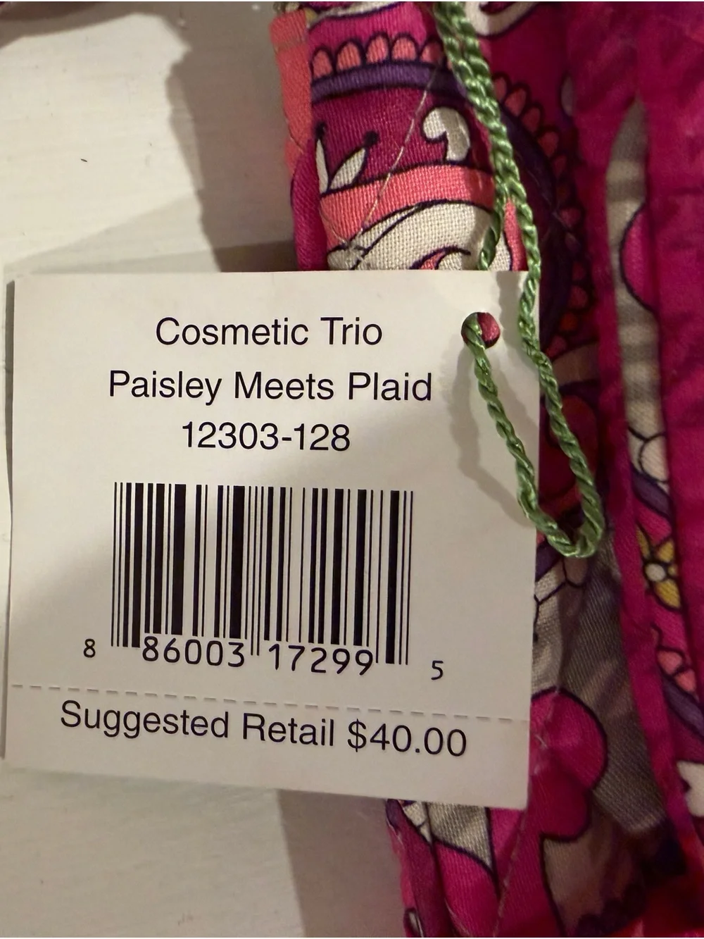 Vera Bradley Pink Paisley Quilted Makeup Trio